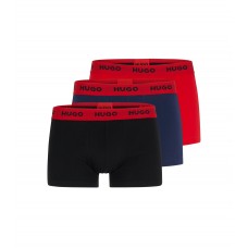 Hugo Boss Three-pack of logo-waistband trunks in stretch cotton 50469766-975 Dark Blue/Red