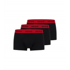 Hugo Boss Three-pack of logo-waistband trunks in stretch cotton 50469786-002 Black
