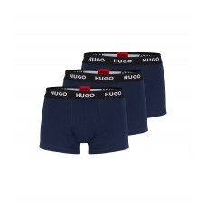 Hugo Boss Three-pack of logo-waistband trunks in stretch cotton 50469786-410 Dark Blue