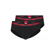 Hugo Boss Two-pack of stretch-cotton briefs with logo waistbands 50469788-001 Black
