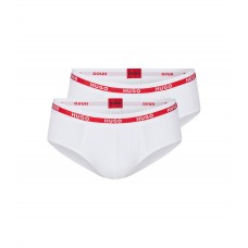 Hugo Boss Two-pack of stretch-cotton briefs with logo waistbands 50469788-100 White