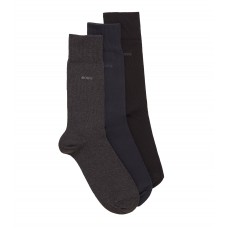Hugo Boss Three-pack of regular-length socks in stretch fabric hbeu50469839-961 Black/Grey