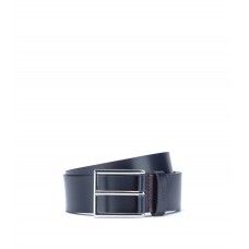 Hugo Boss Leather belt with logo-embossed keeper 50470639-410 Dark Blue