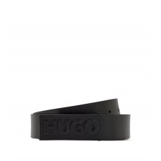 Hugo Boss Italian-leather belt with logo closure 50470644-001 Black