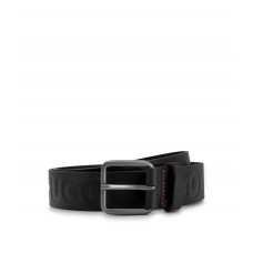Hugo Boss Italian-leather belt with embossed logos 50470774-001 Black