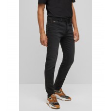 Hugo Boss Tapered-fit jeans in grey super-stretch denim 50471141-008 Black