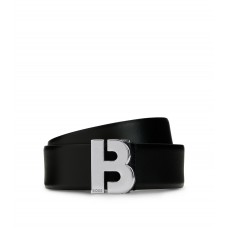 Hugo Boss Italian-leather belt with monogram buckle 50471167-001 Black