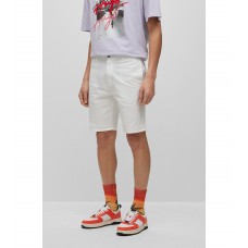 Hugo Boss Slim-fit chino shorts in stretch-cotton gabardine 50471182-100 White
