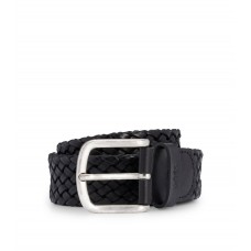 Hugo Boss Woven-leather belt with logo keeper 50471279-001 Black