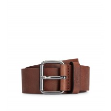 Hugo Boss Italian-leather belt with gunmetal-effect hardware 50471299-202 Dark Brown