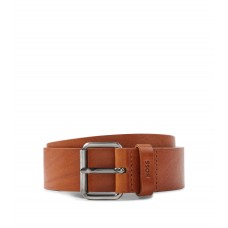 Hugo Boss Italian-leather belt with gunmetal-effect hardware 50471299-216 Brown