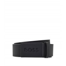 Hugo Boss Plaque-buckle belt in Italian leather 50471333-001 Black