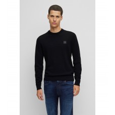 Hugo Boss Crew-neck sweater in cotton and cashmere with logo 50471343-001 Black