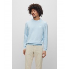 Hugo Boss Crew-neck sweater in cotton and cashmere with logo 50471343-469 Light Blue