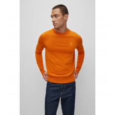 Hugo Boss Crew-neck sweater in cotton and cashmere with logo 50471343-890 Orange