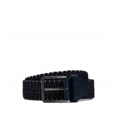 Hugo Boss Woven belt with leather trims and contrasting colour detail 50471384-410 Dark Blue