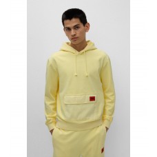 Hugo Boss Cotton hoodie with flap pocket and visor-detailed hood 50471640-741 Light Yellow