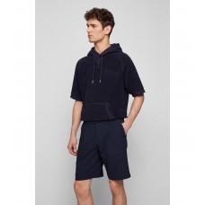 Hugo Boss Short-sleeved hooded sweatshirt in cotton-terry towelling 50471700-404 Dark Blue