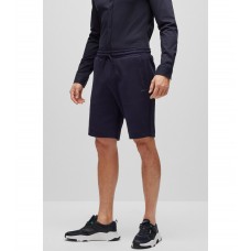Hugo Boss Mixed-material regular-fit shorts with curved logo 50471850-402 Dark Blue