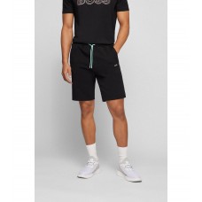 Hugo Boss Cotton-blend regular-fit shorts with multicoloured logo 50471897-001 Black
