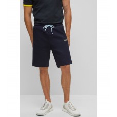 Hugo Boss Cotton-blend regular-fit shorts with multicoloured logo 50471897-402 Dark Blue