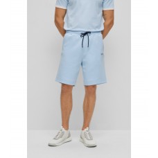 Hugo Boss Cotton-blend regular-fit shorts with multicoloured logo 50471897-453 Light Blue