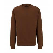 Hugo Boss Crew-neck sweatshirt in French terry with layered logo 50472271-217 Brown