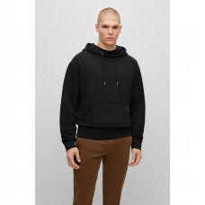 Hugo Boss Garment-dyed cotton-terry hoodie with tonal logo 50472411-001 Black