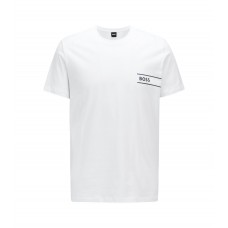 Hugo Boss Cotton-jersey underwear T-shirt with stripes and logo 50472593-100 White