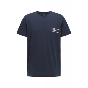 Hugo Boss Cotton-jersey underwear T-shirt with stripes and logo 50472593-405 Dark Blue
