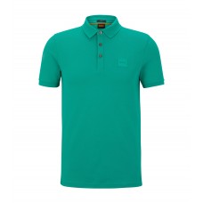 Hugo Boss Stretch-cotton slim-fit polo shirt with logo patch 50472668-312 Green
