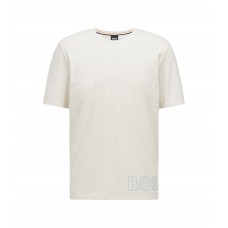 Hugo Boss Stretch-cotton pyjama T-shirt with outline logo 50472750-104 White