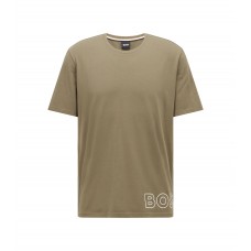 Hugo Boss Stretch-cotton pyjama T-shirt with outline logo 50472750-381 Light Green