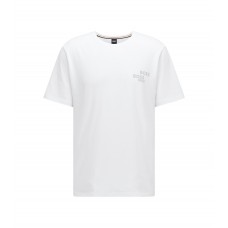 Hugo Boss Stretch-cotton pyjama T-shirt with contrast branding 50472777-100 White