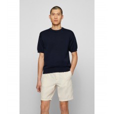 Hugo Boss Knitted-cotton short-sleeved sweater with embroidered logo 50472880-404 Dark Blue