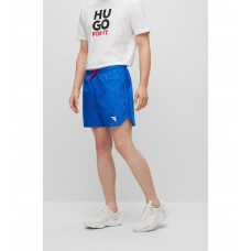 Hugo Boss Relaxed-fit shorts with decorative reflective logo 50472915-435 Blue
