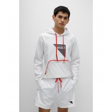 Hugo Boss Slim-fit hooded sweatshirt with decorative reflective logo 50472920-100 White