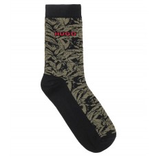 Hugo Boss Quarter-length socks with leaf pattern and logo hbeu50473193-001 Black