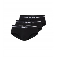 Hugo Boss Three-pack of stretch-cotton trunks with logo waistbands 50473915-001 Black