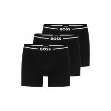 Hugo Boss Three-pack of stretch-cotton boxer briefs with logos 50473926-001 Black