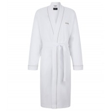 Hugo Boss Cotton-jersey dressing gown with embroidered logo 50474105-100 White