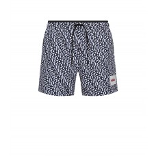 Hugo Boss Logo-print quick-drying swim shorts with branded label 50474409-100 Black Patterned