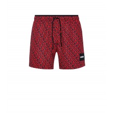 Hugo Boss Logo-print quick-drying swim shorts with branded label 50474409-693 Red Patterned
