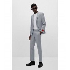 Hugo Boss Slim-fit suit in pepita performance-stretch fabric 50474614-445 Light Blue