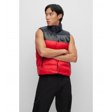 Hugo Boss Colour-blocked puffer gilet with bold logo 50474640-693 Red