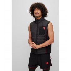 Hugo Boss Slim-fit hooded gilet with red piping 50474666-001 Black