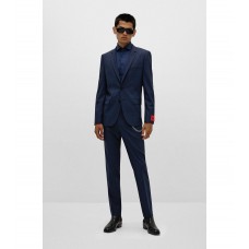 Hugo Boss Extra-slim-fit suit in micro-patterned stretch wool 50474690-405 Dark Blue