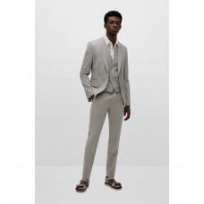 Hugo Boss Three-piece extra-slim-fit suit in virgin wool 50474758-273 Light Beige