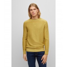 Hugo Boss Crew-neck sweater in virgin wool with embroidered logo 50474876-341 Dark Yellow