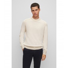 Hugo Boss Crew-neck sweater in cotton and kapok 50474881-131 White